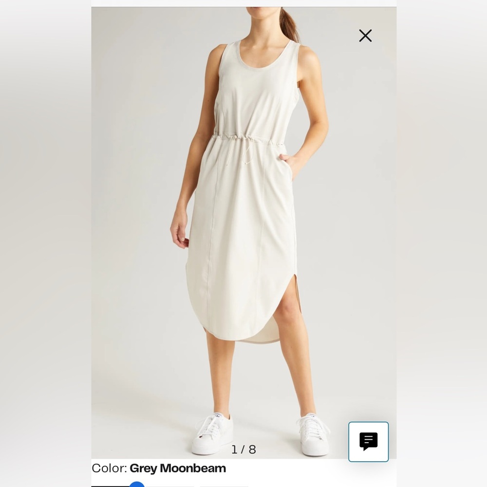 Zella In Flight Drawcord Waist Dress - Moonbeam size Medium, NWT